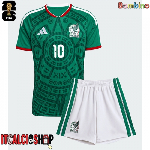 Messico Alexis Vega #10 Prima Maglia Bambino Mondiali 2026 Manica Corta (+ Pantaloni corti)